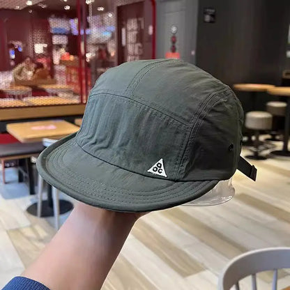 Unisex 5 Panel Camp Cap Quick Dry Waterproof Short Brim Adjustable Lightweight Breathable Cap for Hiking Camping Outdoor Daily
