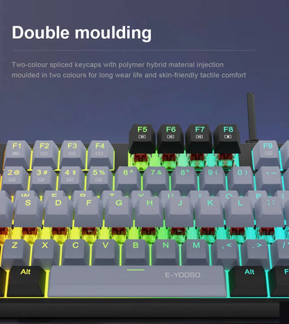 E-YOOSO Z14 RGB USB Mechanical Gaming Wired Keyboard Red Switch 104 Key Russian Brazilian Portuguese Gamer for Computer laptop