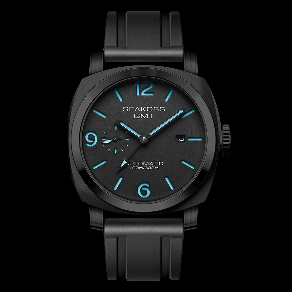 SEAKOSS 45mm Diving GMT Watch Automatic Mechanical Wristwatches Seagull ST2557 Movement 100M Luminous Calendar Men's Watches