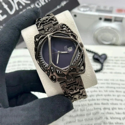 Fashion Y2K Antique Alabaster Quartz Watch Men Retro Black Strap Red Medieval Old Unique Creative Men Watches Luminous AAA Clock