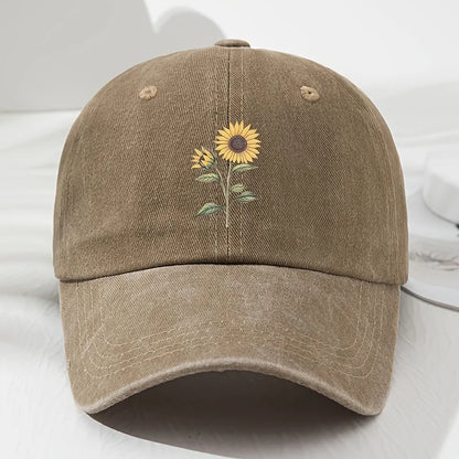 Retro Sunflower Pattern Baseball Hat Dad Hat, Suitable for Outdoor Sports, Fishing and Camping, Hiking Hat
