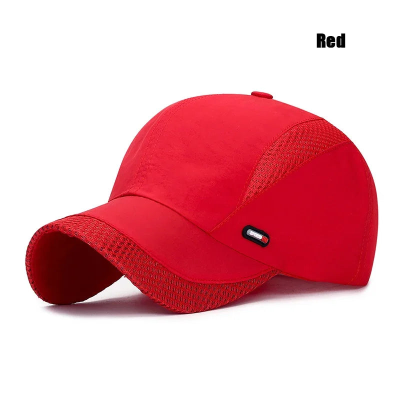 Summer Breathable Mesh Quick-Drying Hat Outdoor Sports Sun Hat Red Leather Label Sun Protection Sun Hat