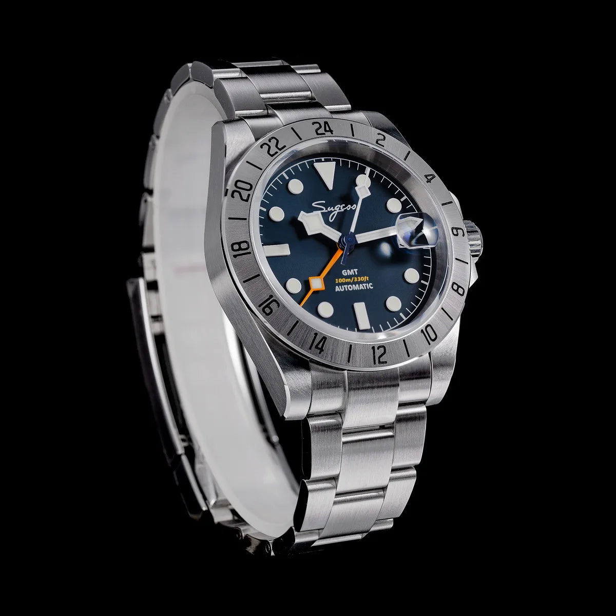 SEESTERN GMT Retro Watch for Men NH34 Automatic Movement Mechanical Wristwatches Sapphire Crystal Fine-tuning Pull Button S436