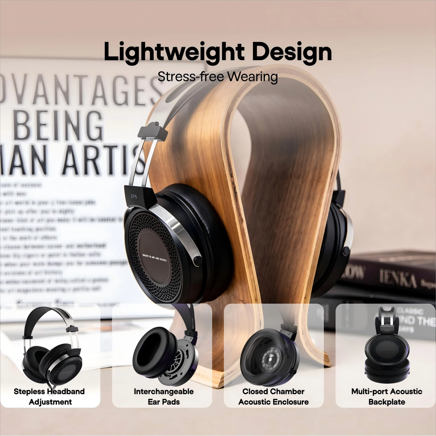 SIMGOT EP5 Auriculares con cable de alto rendimiento con transductor dinámico de 50mm – Headset gaming HiFi, baja impedancia, alta sensibilidad, sonido envolvente 7.1