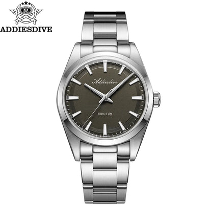 Relógio de homem ADDIESDIVE em aço, estilo de luxo, equipado com vidro abaulado, movimento de quartzo e revestimento luminescente azul BGW9; resistente à água até 100 ATM, indicação analógica – Modelo AD2066