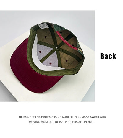 New Unisex Color Block Camouflage Baseball Hats Flat Eave Breathable Hip Hop Sunshade Peaked Caps Versatile Fashion Personal ins