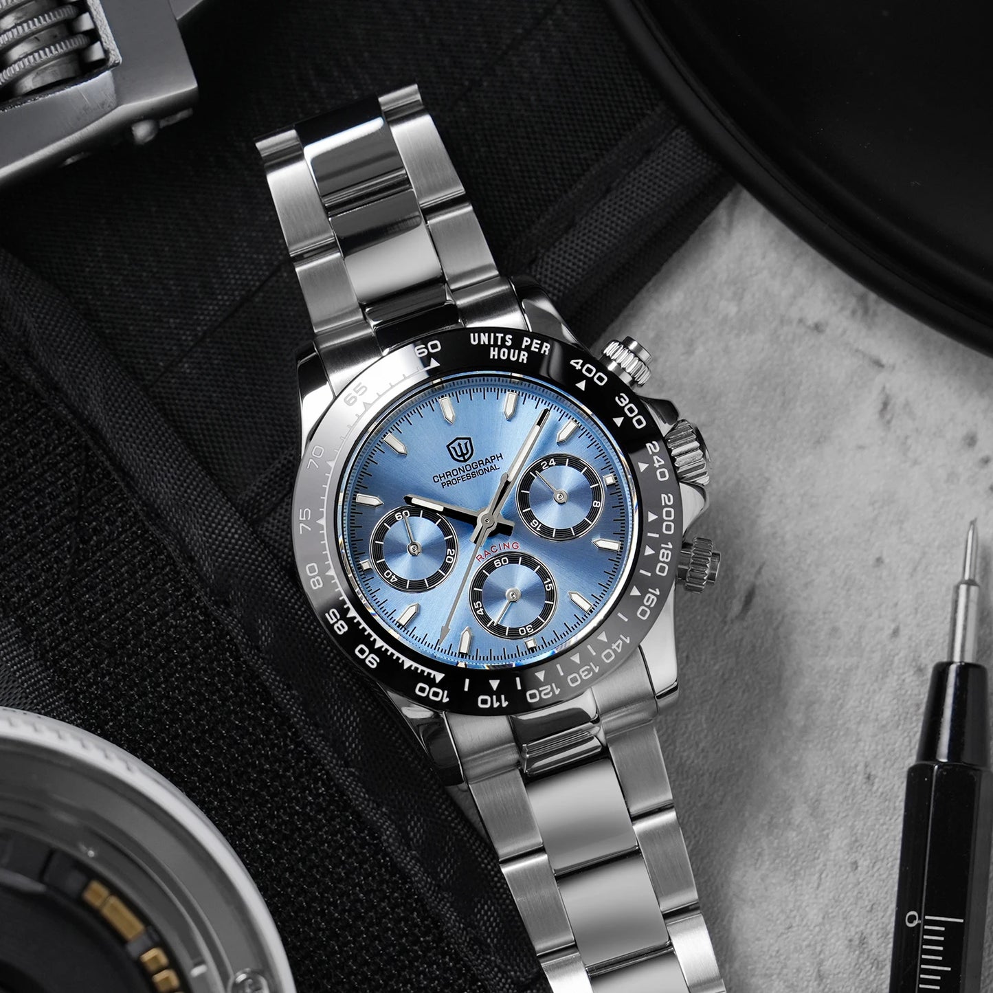 Watchdives WD16500 V2 Men Watch VK63 Quartz Movement Chronograph Wristwatch Stainless Steel Sapphire Crystal Luminous  Watches