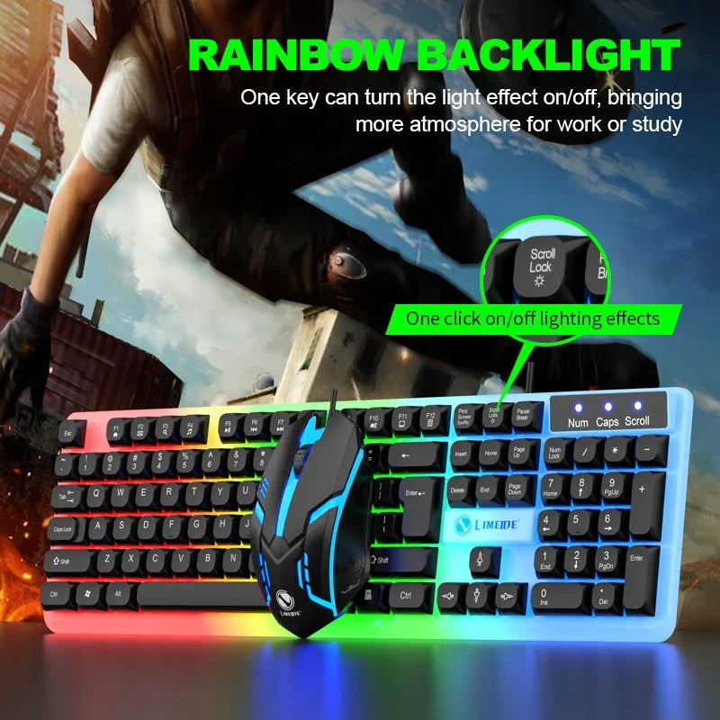 Combo de teclado y ratón gaming NG GTX350 para ordenador y portátil, kit gamer con retroiluminación LED, teclado USB con cable GTX350, set negro