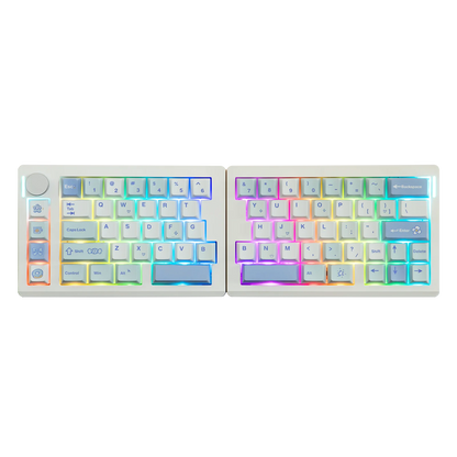 Tastiera meccanica EPOMAKER Split70 QMK/VIA 70% con layout split, connessione cablata/BT/2.4Ghz wireless, manopola programmabile e modificatori Mac