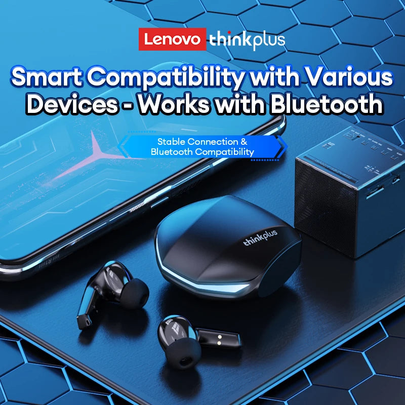 Auricolari wireless Lenovo GM2 Pro TWS Bluetooth 5.3 – Auricolari HD con controllo touch e microfono, cuffie sportive impermeabili