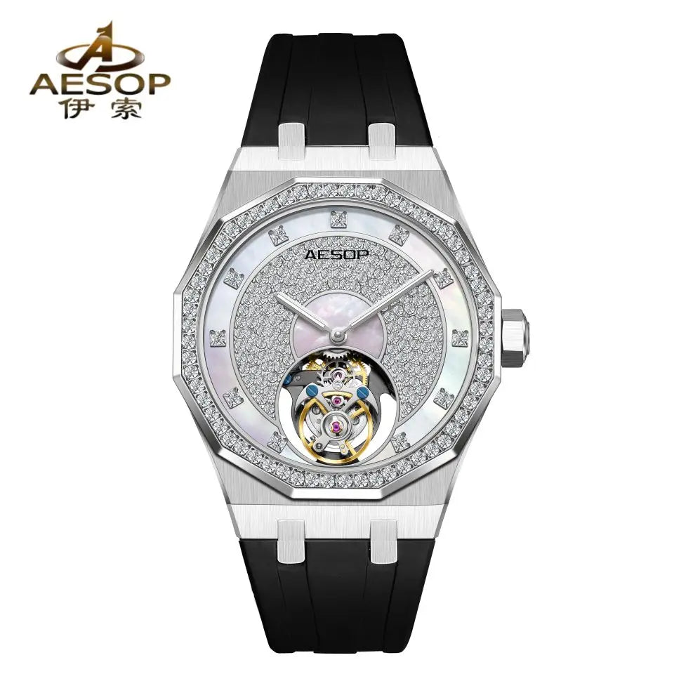 AESOP Echte Fliegende Tourbillon Mechanische Skeleton Uhr Für Mann Luxus Wasserdichte Armbanduhren Saphir Spiegel Gradienten new