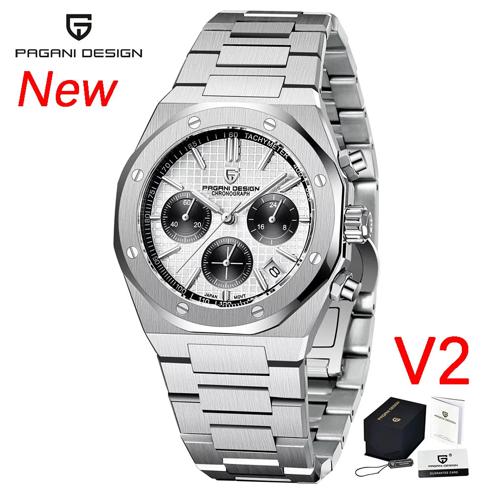 Pagani Design 2026 New VK63 Men's Business Quartz Watch Sapphire Stainless Steel 20Bar Waterproof Sports Chronometer Code Watch