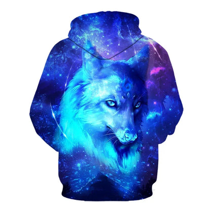 Animal Wolf – bluzy z kapturem drukowane w 3D dla mężczyzn i kobiet, modne, codzienne, oversize, swetry typu pullover, styl hip-hopowy, Harajuku, odzież uliczna