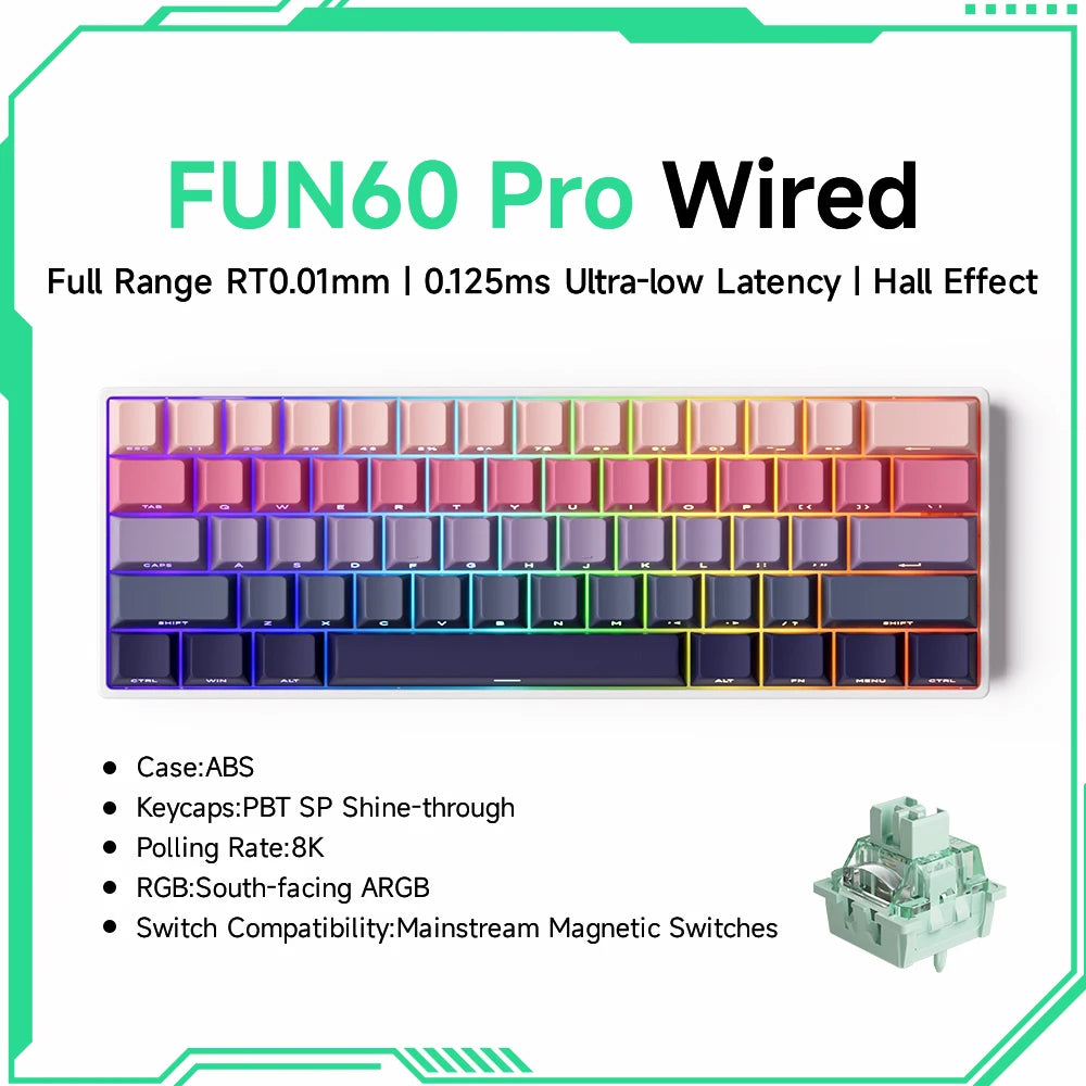 Teclado magnético Akko MonsGeek FUN68 FUN60 PRO&MAX HE 60% 65% para gaming, teclados gaming Rapid Trigger 8K, teclado personalizado para gamer e esports