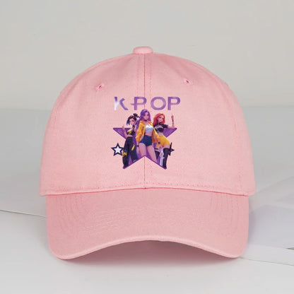 K-POP-baseballpet met print van cartoonmeisjesgroep - Unisex casual retro verstelbare ‘dad cap’ - Y2K-zonnepet