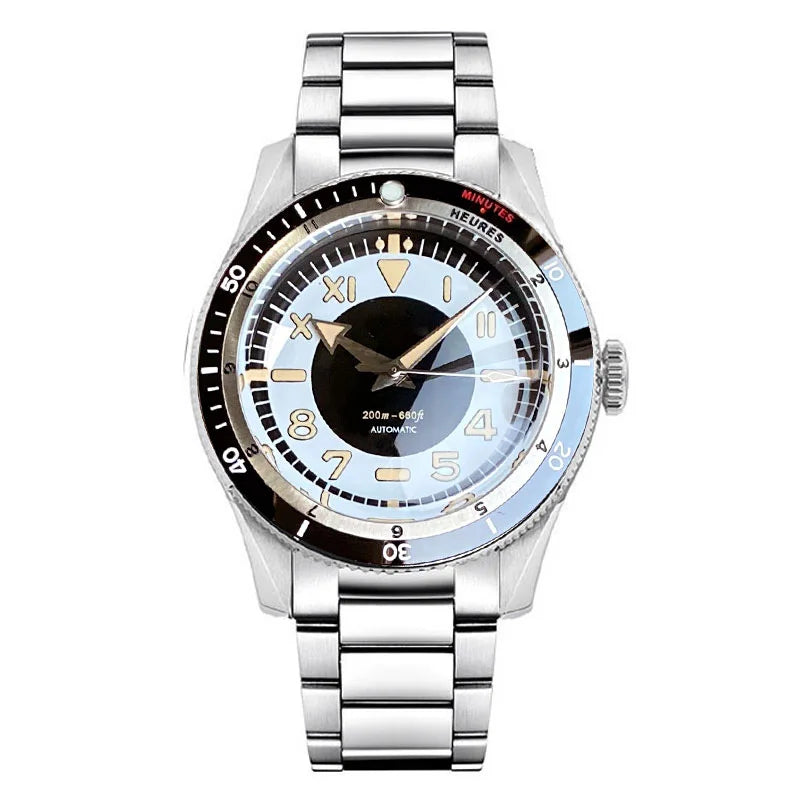 Tandorio Waterproof Watch Men Dome Sapphire Crystal Roman Numbers 120 Clicks Bezel NH35A/Miyota 8215 Movt Silicone Grey Dial
