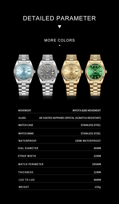 CADISEN DD40 Men Watches Luxury Automatic Watch Men AR Sapphire Glass Mechanical Wristwatch Men 10Bar MIYOTA 8285 Movt 2023 New