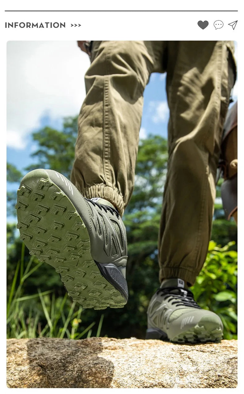 2025 New Men Hiking Shoes Outdoor Waterproof Sports Shoes Comfortable Leather Hiking Training Boots Large Size Tactical Shoe Men