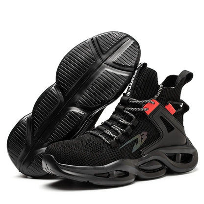 Zapatillas de seguridad transpirables para hombre con puntera de acero, resistentes a perforaciones, botas de trabajo ligeras de caña alta, calzado de seguridad anti-punzadas, nuevo