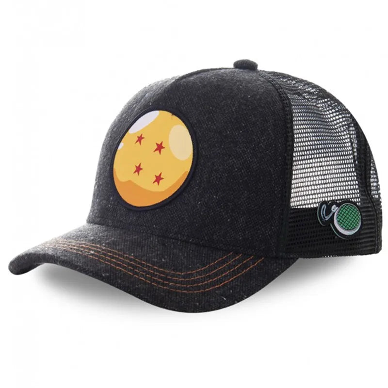 Șapcă Dragon Ball Son Goku de vară pentru călătorii, cu cozoroc, pentru bărbați, brodată, în stil hip-hop, cu vizieră de soare, șapcă de camionagiu ajustabilă din plasă