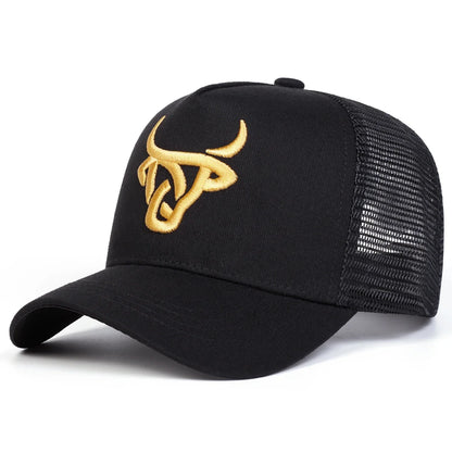 Unisex Ox Head Embroidery Baseball Net Caps Spring Summer Outdoor Adjustable Casual Hats Dad Hat Sunscreen Hat