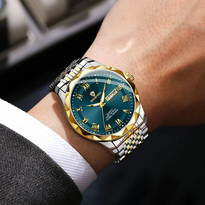 Orologio da polso di lusso al quarzo BINBOND Original Brand da uomo, luminescente, impermeabile, data automatica, indicazione del giorno della settimana, stile casual.