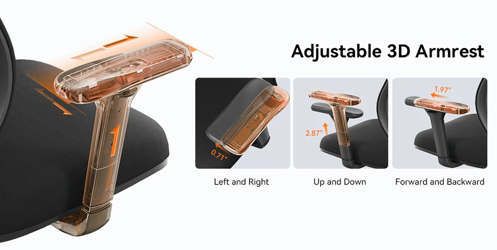 NEWTRAL MAGICH003 Ergonomic Office Chair with Adaptive Lumbar Support, Adjustable Headrest, 3D Armrests, Reclining Executive Desk Chair