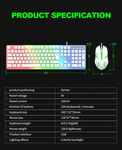 Combo de teclado y ratón gaming NG GTX350 para ordenador y portátil, kit gamer con retroiluminación LED, teclado USB con cable GTX350, set negro