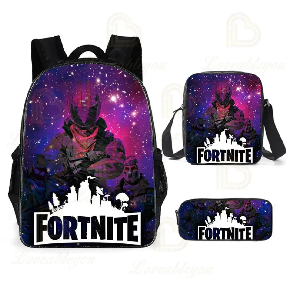 F-FORTNITE Battle Games Backpack for Children School Bag Boys Girls Primary Crossbody Pencil Case Kids Toddler Backpack