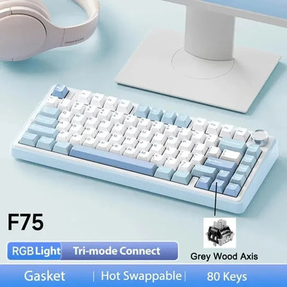 Teclado mecânico F75 FREEWOLF * AULA F75 Bluetooth de três modos, dedicado a gaming e utilização em escritório