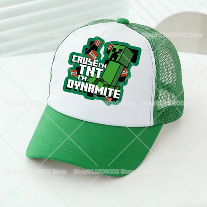 Minecrafted Mesh Baseball Caps Cartoon Figures Adult Children Sports Hats Boys Girls Summer Outdoor Sunshade Peaked Caps Gift