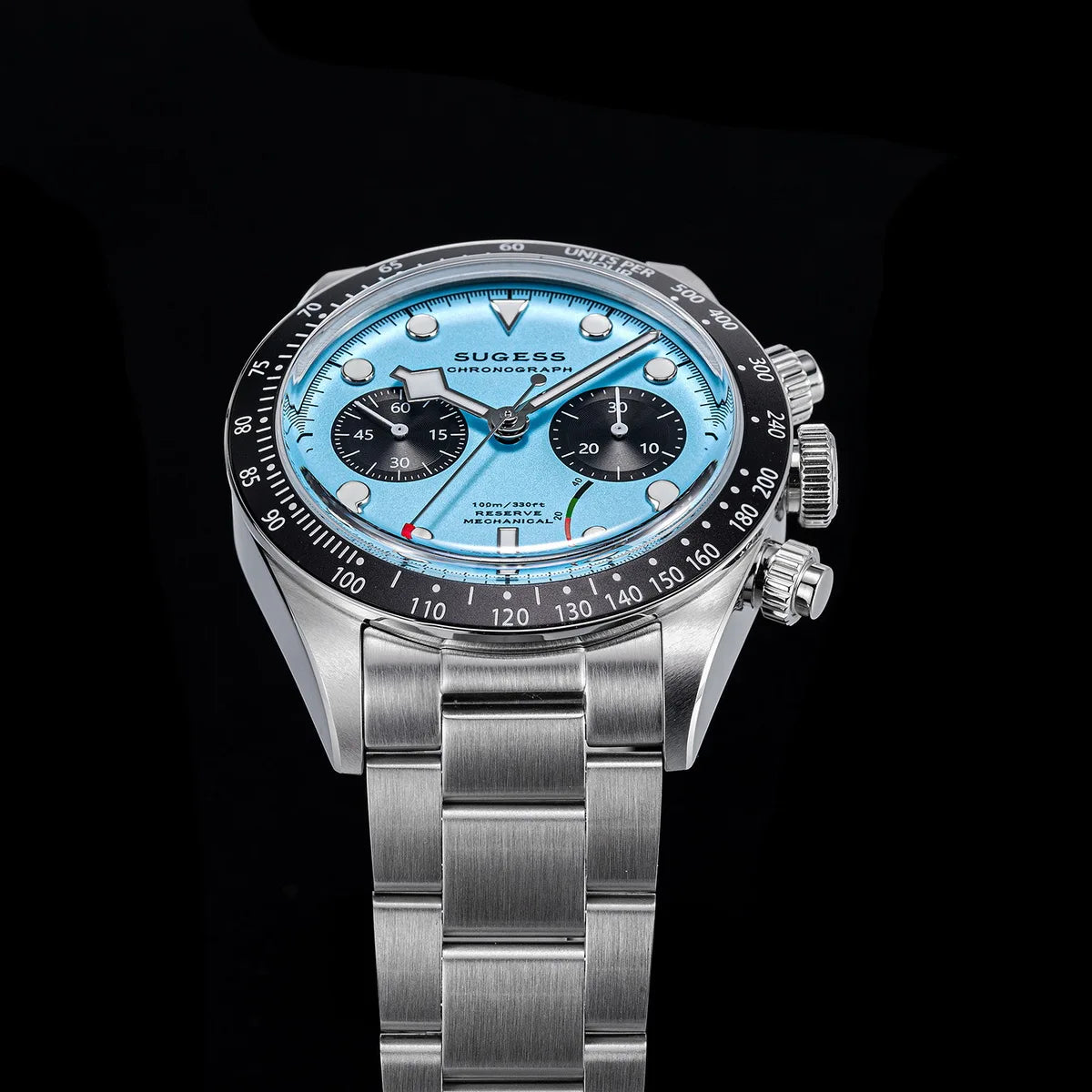Sugess Chronograph Men Watch Original ST1907 Swanneck Pilot Mechanical Wristwatches Domed Sapphire Crystal Dopamine S457 2025new