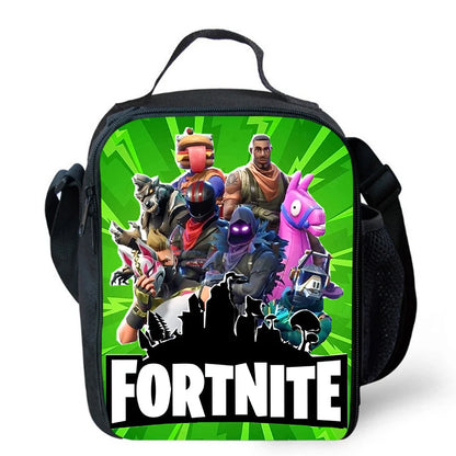 Fortnite cartoon lunch bag, portable insulated lunch bag, reusable food storage bag, suitable for children and students.