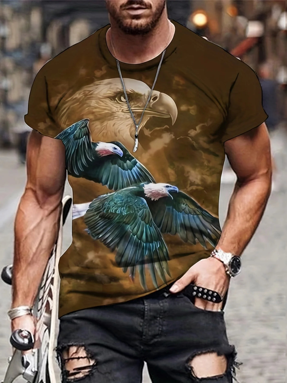 Fashion Eagle Graphic T Shirts Luxury T-Shirt Summer Men's T-Shirts Casual Tops Short Sleeve T-Shirt 3D Printing Men Clothing