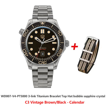Watchdives WD007 V4 Titanium NTTD Dive Watch PT5000 Automatic Movement Sapphire Super Luminous Domed Crystal 42mm Men Watches