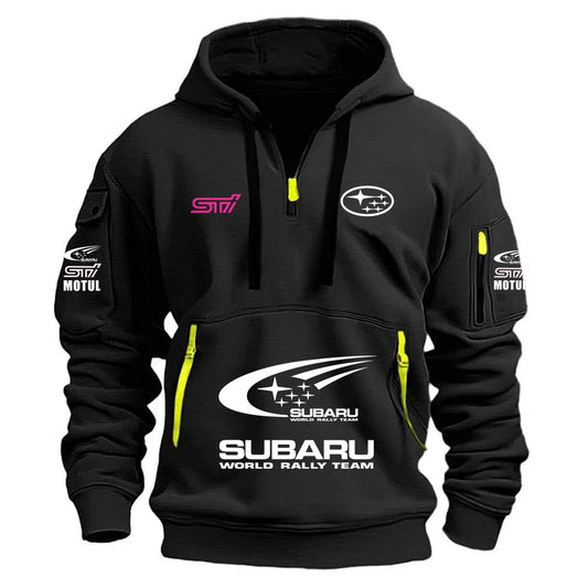 2026 New SUBARU Racing European Size Autumn/Winter Men's Hooded Kangaroo Pocket Hooded Sports Fleece Hoodie Top Coat