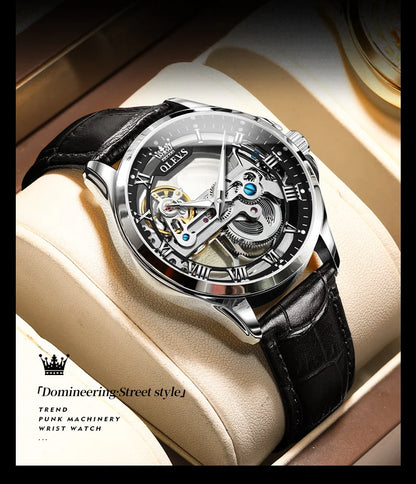 OLEVS 6661 Automatic Watch For Men Skeleton Original Mechanical Movement Man Wristwatch Waterproof Luminous Sport Men's Watches
