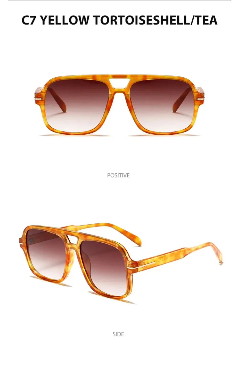 3507 Double Bridge Square Fashion Sunglasses - UV400 Vintage Pilot Style Shades, Retro Classic Sun Glasses for Men Women 411240