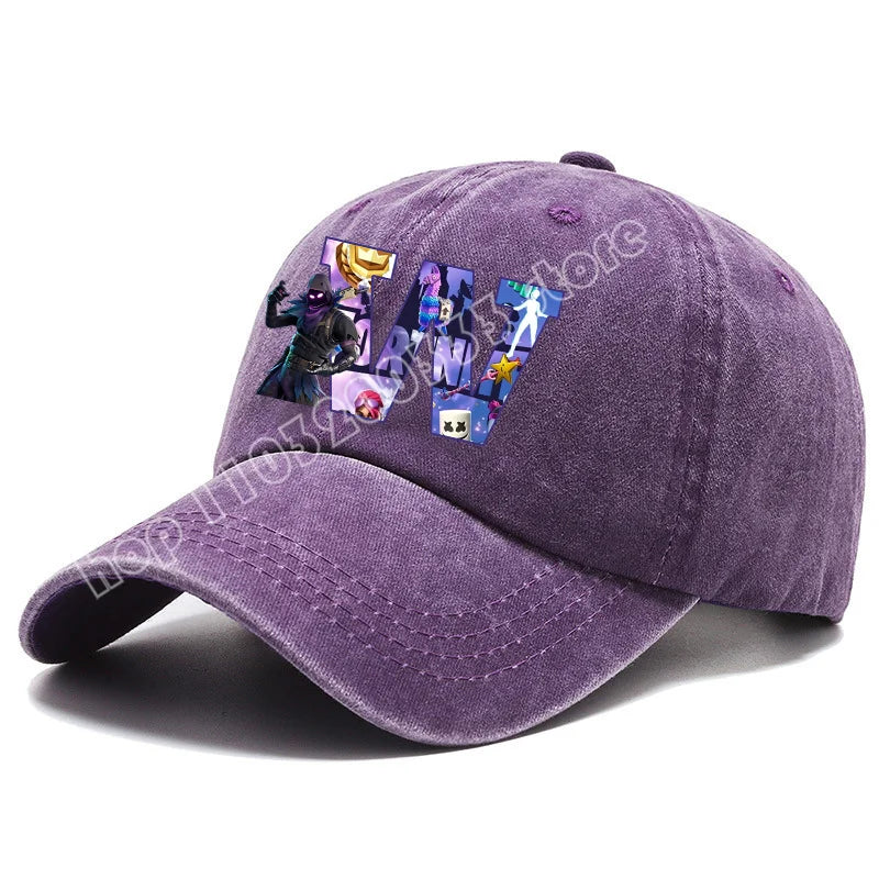 Gorra de béisbol para adulto Fortnite A-Z Letter, para hombre y mujer, ajustable, de denim lavado, estilo retro hip hop, sombrero para el sol, accesorio para deportes al aire libre, regalo