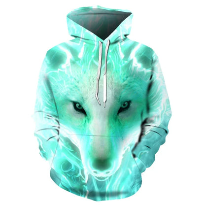 Animal Wolf – bluzy z kapturem drukowane w 3D dla mężczyzn i kobiet, modne, codzienne, oversize, swetry typu pullover, styl hip-hopowy, Harajuku, odzież uliczna