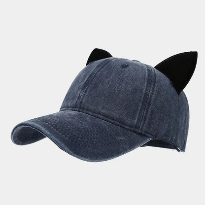 Cute cat ears baseball cap women summer soft top caps student couple personalized hat men hip hop streetwear