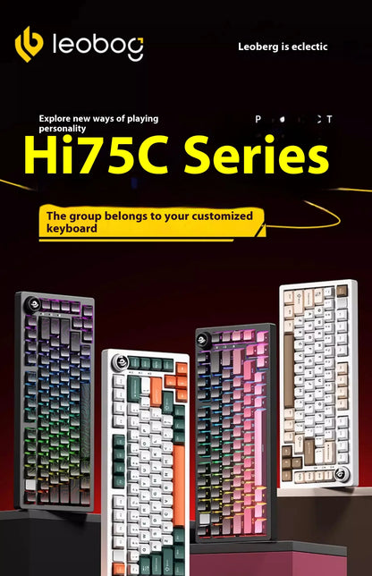 LEOBOG Hi75C Mechanical Wireless Keyboard Aluminium 3-Mode With Knob Hot Swap RGB Gasket Hi75C Gaming Keyboard Customization PC