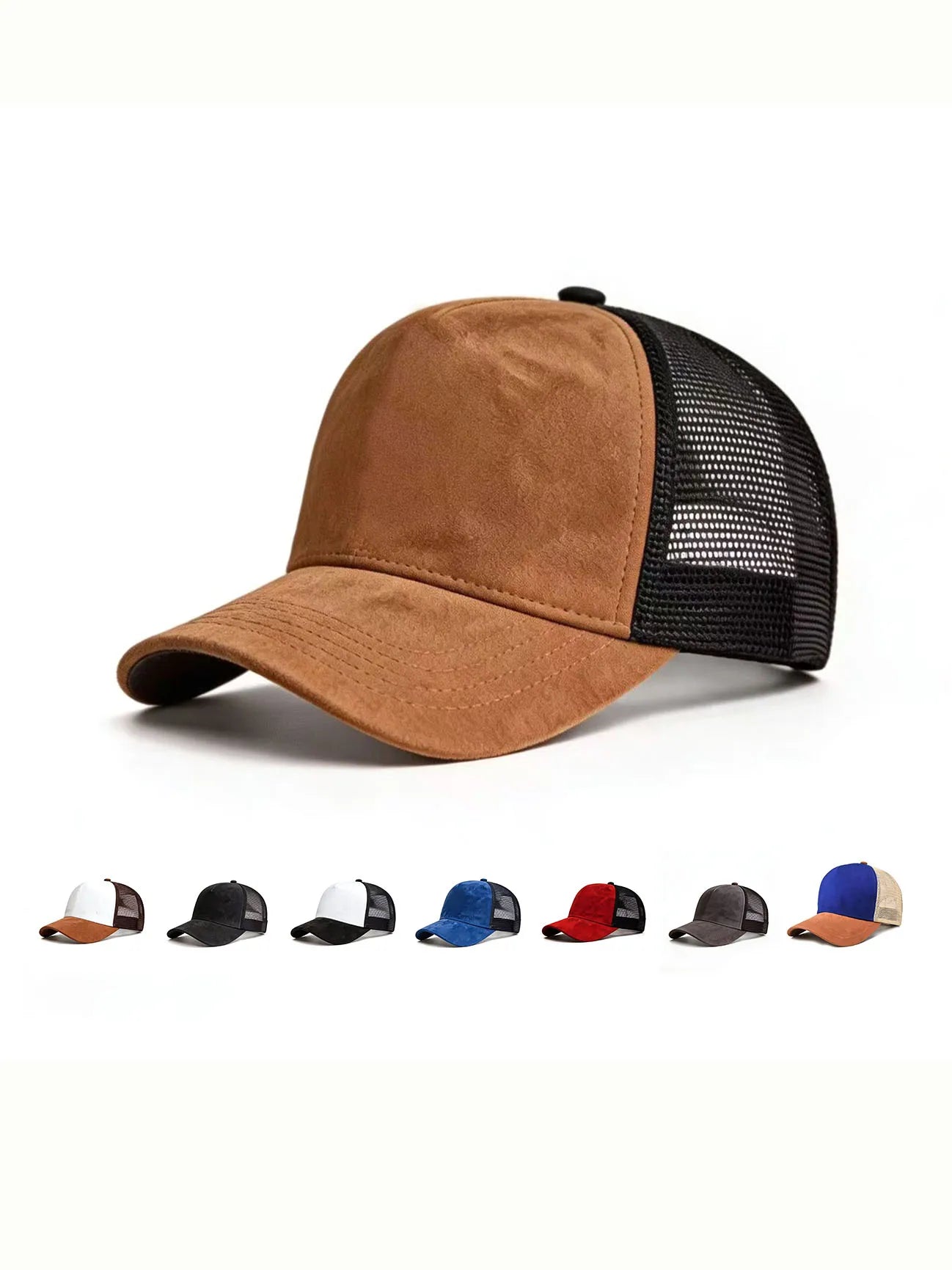 New Summer Mesh Baseball Cap Women Men Solid Suede Cap Patch Snapback Hat Casual Breathable Unisex Street Hip Hop Trucker Caps
