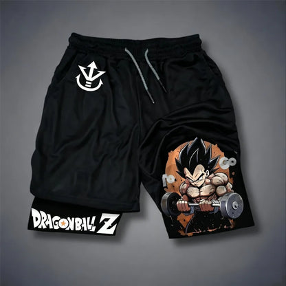 „Dragon Ball Z“ Super Saiyan Goku anime motyvas, vasariniai, unisex, laisvi, sportiniai, kvėpuojantys, greitai džiūstantys, dvigubo sluoksnio šortai