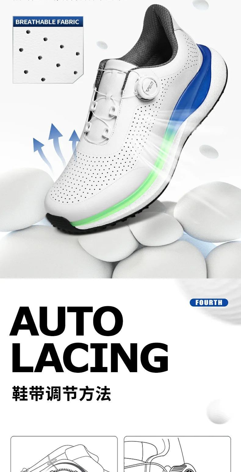 PGM Golf Sneakers sportive da uomo con intersuola super morbida in popcorn, lacci con pomelli, antiscivolo e traspiranti