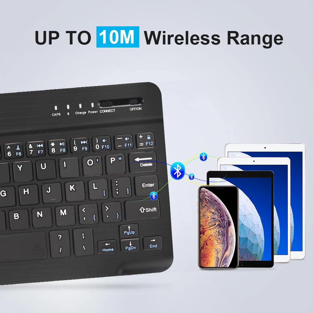 Mini tastiera Bluetooth RGB, tastiera wireless da 10 inch retroilluminata con touchpad, per iOS, Android, Windows e iPad