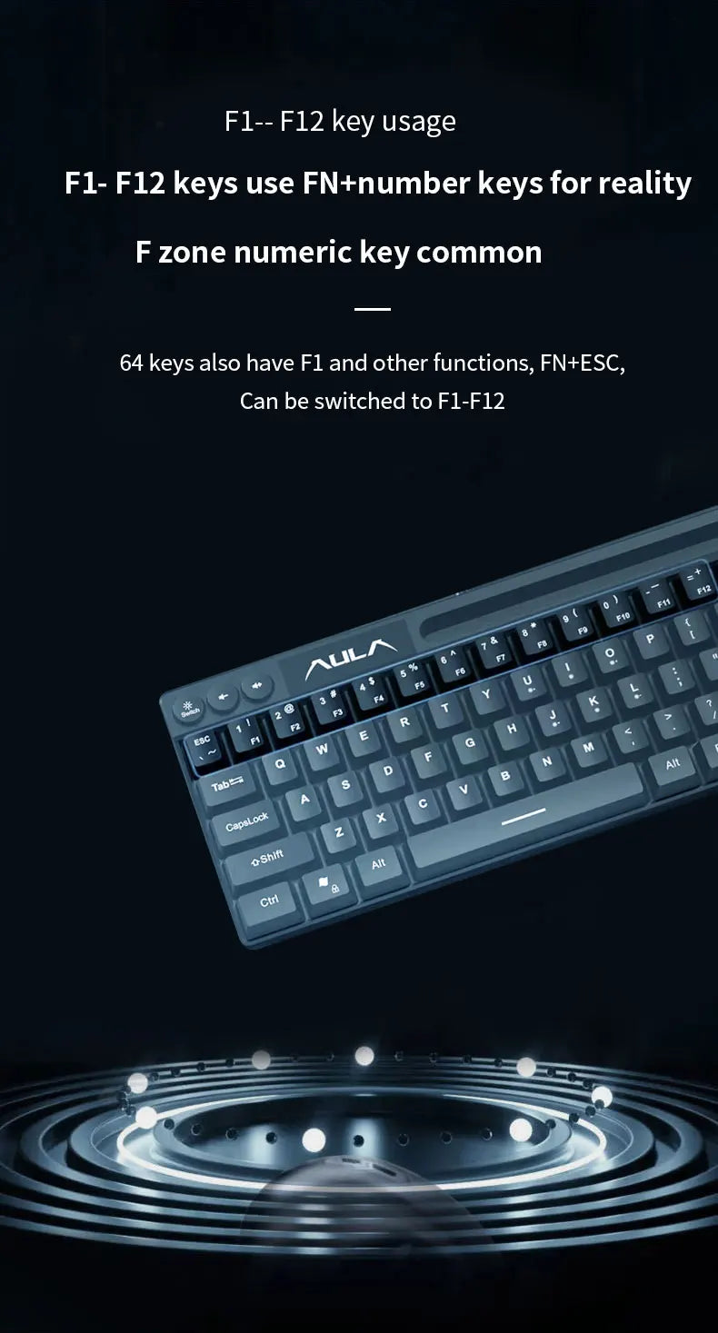AULA F3061 Mechanical Touch Feel Keyboard 61 Keys Wired Mini Keyboard RGB Backlight Keyboard Desktop  Laptop Game Keyboard