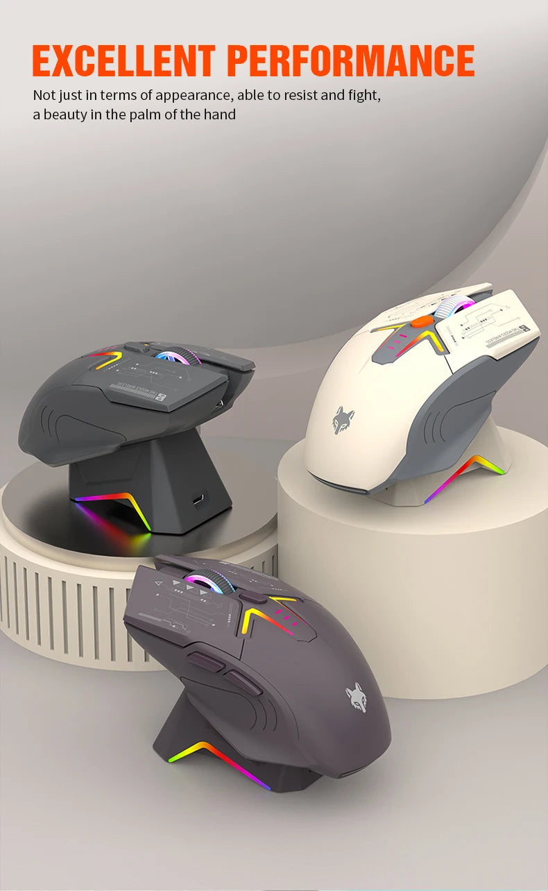 XUNSVFOX H2 wireless Bluetooth dual-mode mouse RGB lighting effect laptop gaming office magnetic charging
