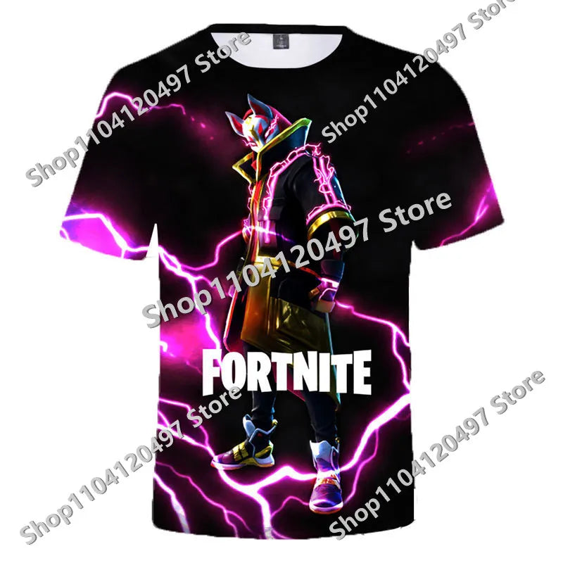 Japán anime Fortnite nyári póló férfiaknak és nőknek, Battle Royale, rövid ujjú, hétköznapi, kényelmes, laza Harajuku streetwear