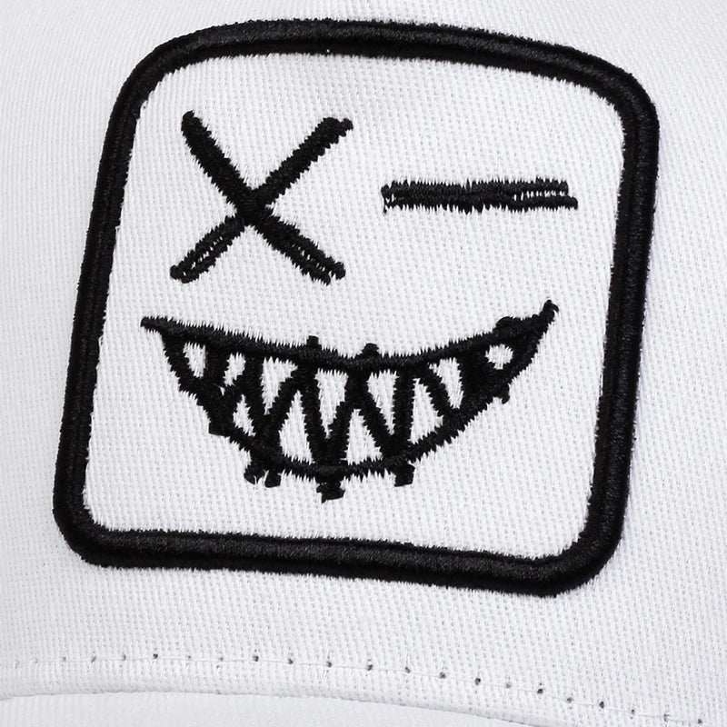Unisex X Smiling Face Teeth Embroidery Baseball Net Caps Spring Summer Outdoor Sunscreen Hat Adjustable Casual Trucker Hats
